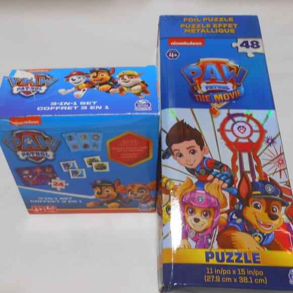 LOT 2 PAW PATROL 48 PC FOIL PUZZLE & 3-IN-1 24 PC PUZZLE & DOMINOES GAME AGES 4+ - Picture 7 of 9